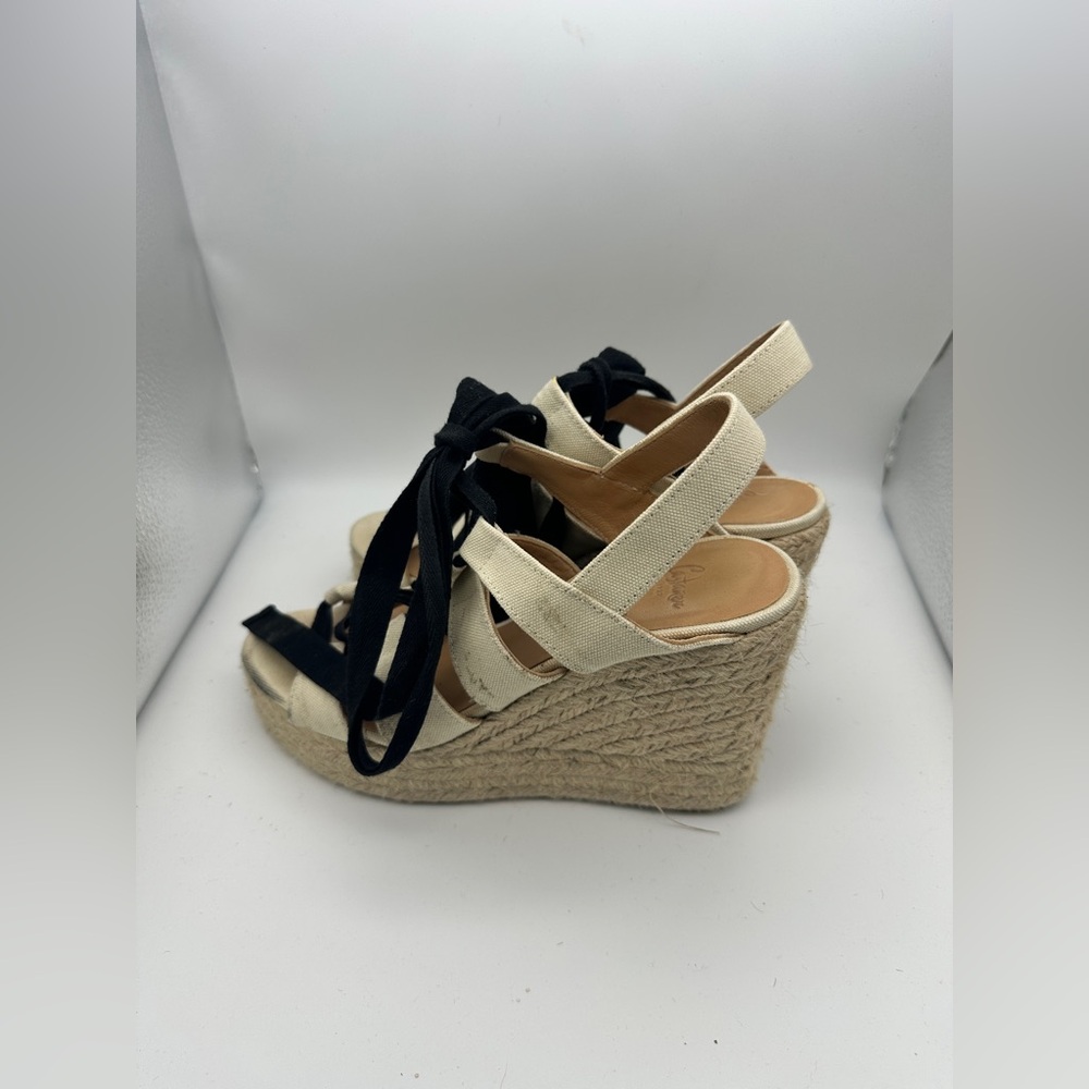 Castanet Size 39 Espadrilles Sandals with Black Lace up tie - Picture 4 of 9